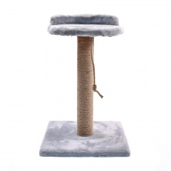 Когтеточка-столбик (40х40х60 см) из джута с полкой, серый