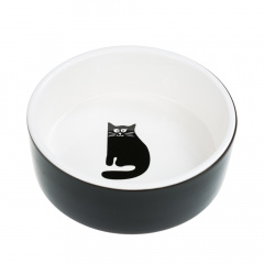 Миска керамическая для кошек, 255 мл, 12,5 см, черная