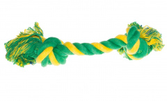Игрушка для собак Веревка с 2 узлами, 25 см, зелено-желтая