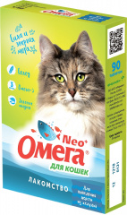 NEO+ ОМЕГА Мультивитаминное лакомство для выведения шерсти из желудка у кошек, 90 таблеток