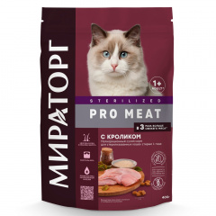 Pro Meat Корм сухой для стерилизованных кошек c кроликом 0,4кг