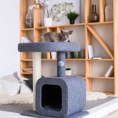 Дом-когтеточка (60х40х70 см) с площадкой для кошек, серая