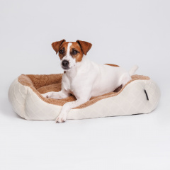 Лежак для собак и кошек, 65х50 см, бежево-белый