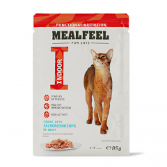 Functional Nutrition Влажный корм (пауч) для взрослых кошек, лосось и креветки в соусе с кусочками куриного филе, 85 гр.