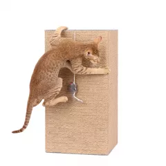 Когтеточка-лежанка-столбик Брутал (32х32х60 см) из джута и ковролина для кошек