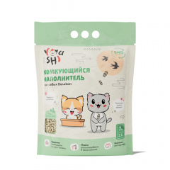 Наполнитель комкующийся Тофу зелёный чай для кошачьего туалета, 2,7 кг