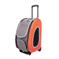 Складная сумка-тележка 3 в 1 (сумка, рюкзак, тележка) для кошек и собак мелкого размера, 33х15,5х58 см, оранжевая