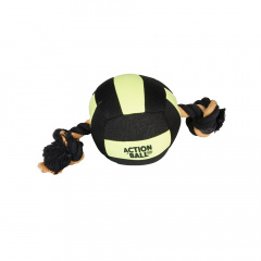 Игрушка из полиэстера с канатом для собак Мяч плавающий, диаметр 18 см, черно-желтый