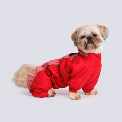 Комбинезон теплый для собак породы пекинес, 28x32x58 см, розово-красный, (девочка)