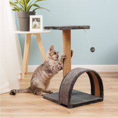 Когтеточка-столбик (35х30х55 см, верёвка 7 см) с джутом для кошек, серый