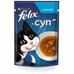 Суп влажный корм для взрослых кошек с треской, в соусе, 48 г