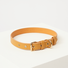 Кожаный ошейник - Oro Collar, S (27-32 см), Миндаль