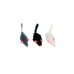 Игрушка для кошек Мышь натуральный мех, разноцветная 5 см (3 шт)