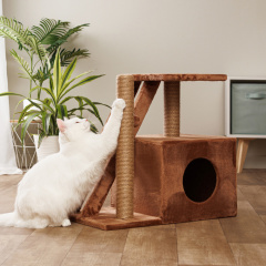 Дом-когтеточка Домосед (60х35х56 см) с лестницей и площадкой для кошек, коричневый