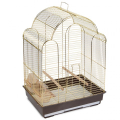 Клетка с фигурной крышей для птиц, 42x30x56 см, золотая