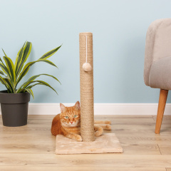 Когтеточка-столбик (30х30х54 см, верёвка 7 см) с джутом для кошек, бежевый
