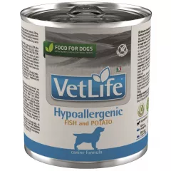 Vet Life Hypoallergenic диетический влажный корм для собак, гипоаллергенный, с рыбой и картофелем, 300г