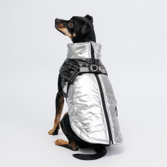 Куртка-жилетка со шлейкой для собак, M, серебряная