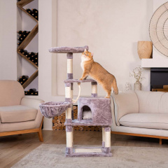 Дом-когтеточка (55,5х40,5х133,5 см) с гамаком и лежанкой для кошек