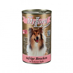 Мой Лорд Сенситив консервы для собак с чувствительным пищеварением,кусочки ягненка и рис в желе, 1,23 кг