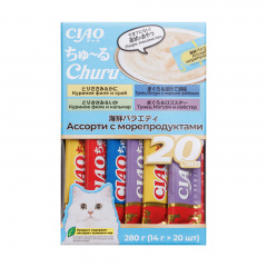 Лакомство-пюре Ассорти с морепродуктами (20x14 гр.) для кошек Churu
