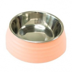 Миска на меламиновой подставке для собак и кошек Волна, 700 мл, розовая