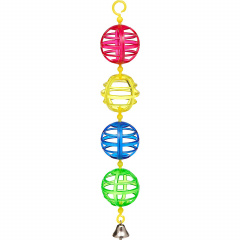 Игрушка для птиц цепочка из решетчатых шариков с колокольчиком пластик