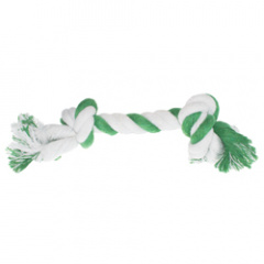 Игрушка для собак Веревка с 2 узлами, 25 см, зелено-белая