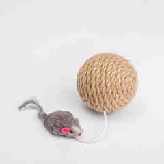 Игрушка-когтеточка для кошек Шар с мышкой, джут, 8 см