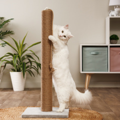 Когтеточка-столбик (35х35х82 см) из джута для кошек, светло-серый