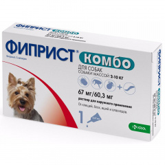 Фиприст Комбо капли на холку для собак весом от 2 до 10 кг от блох и клещей, 1 пипетка, 0,67 мл