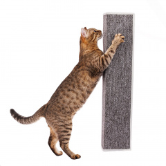 Когтеточка-доска (67х17 см) угловая из ковролина для кошек, серая окантовка