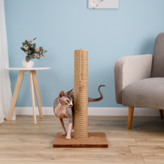 Когтеточка-столбик (35х35х62 см, верёвка 10 см) с джутом для кошек, коричневый