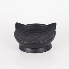 Миска керамическая для кошек Кошечка, 150 мл, 16,5х8,5 см, черная