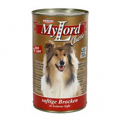 Мой Лорд Классик консервы для взрослых собак, кусочки печени и говядиныв желе, 1,23 кг