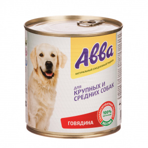 АВВА Консервы для собак средних и крупных пород, с говядиной, 750 г