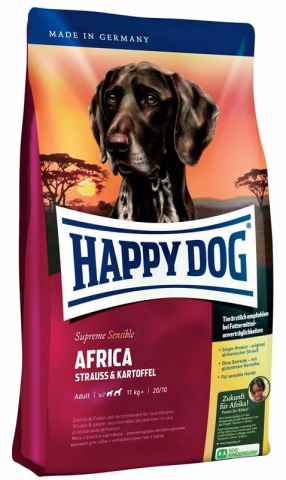 Africa корм для собак средних и крупных пород при чувствительном пищеварении, с мясом страуса и картофелем, 12,5 кг