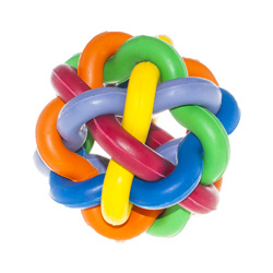 Игрушка для собак Мяч резиновый плетеный цветной 10 см
