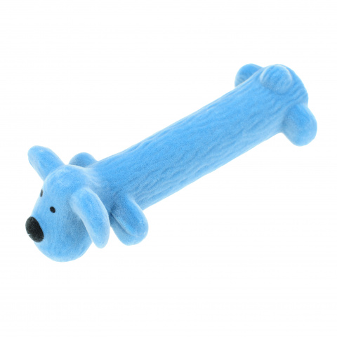 Игрушка для собак Собака долговязая бархатная, латекс-велюр, синяя, 15 см