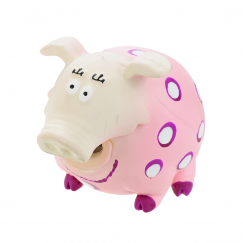Игрушка для собак Свинка в горошек, латекс, розовая 12,5 см