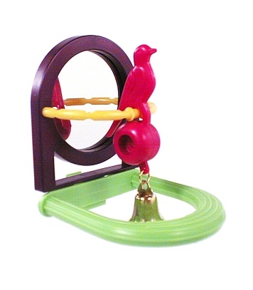 Игрушка для птиц Зеркало с птичкой и колокольчиком