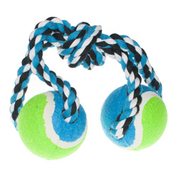 Игрушка для собак Мячи теннисные на веревке с узлом синие 40 см