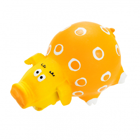 Игрушка для собак Свинка в горошек, латекс, желтая 12,5 см