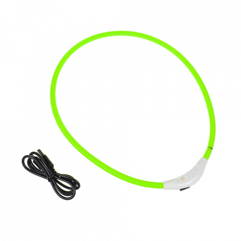 Ошейник для собак средних пород светящийся USB зарядка зеленый 0,8x50 см