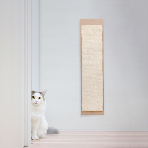 Когтеточка-доска (17х70х1 см) для вертикального или горизонтального крепления для кошек, бежевая 1