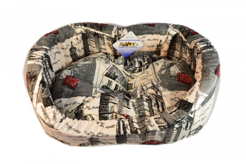 Лежак с бортиком Город №1 для кошек и собак мелких и средних пород, 42х35х16 см, цвет в ассортименте 1