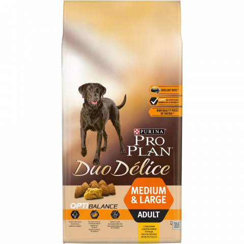 Duo Delice сухой корм для взрослых собак для средних и крупных пород с курицей, 10 кг 1