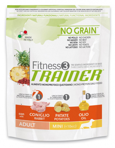 Fitness3 No Grain Mini Adult корм для собак мелких пород, с кроликом и картофелем, 7,5 кг