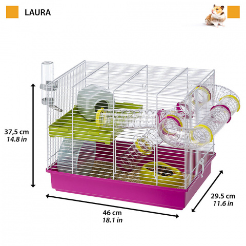 Клетка двухэтажная для хомяков Laura, 46х29,5х37,5 см 1