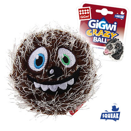 Игрушка для собак Мяч с пищалкой CRAZY BALL, коричневый, 7 см